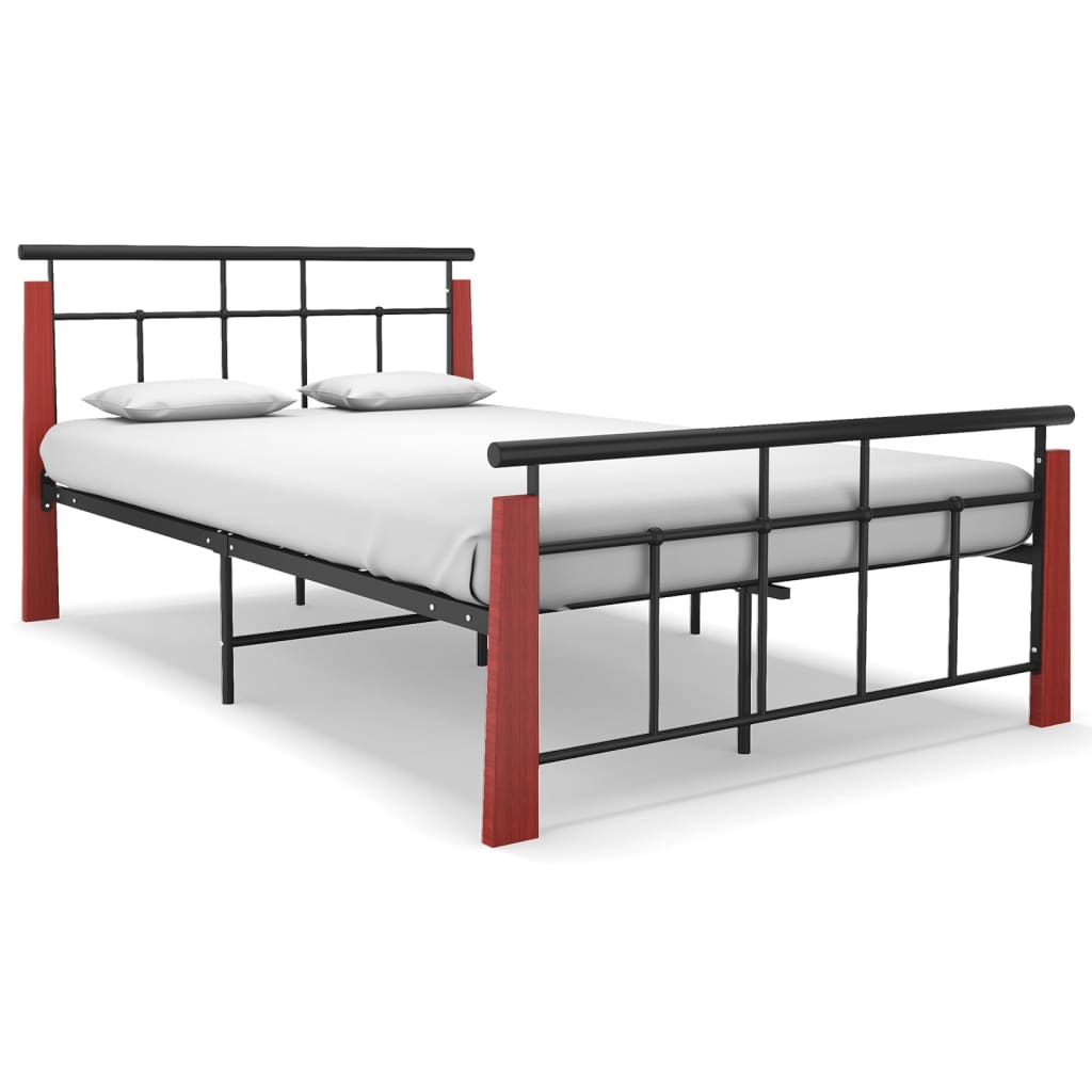 Cadre de lit sans matelas métal bois de chêne massif 120x200 cm - XIOS