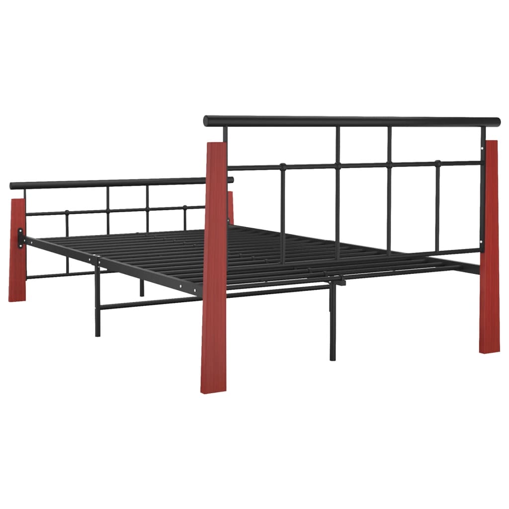Cadre de lit sans matelas métal bois de chêne massif 120x200 cm - XIOS