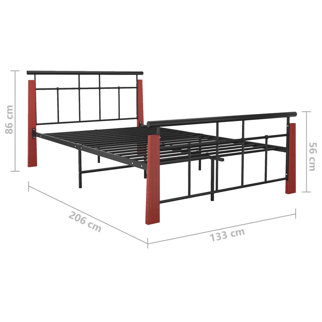 Cadre de lit sans matelas métal bois de chêne massif 120x200 cm - XIOS