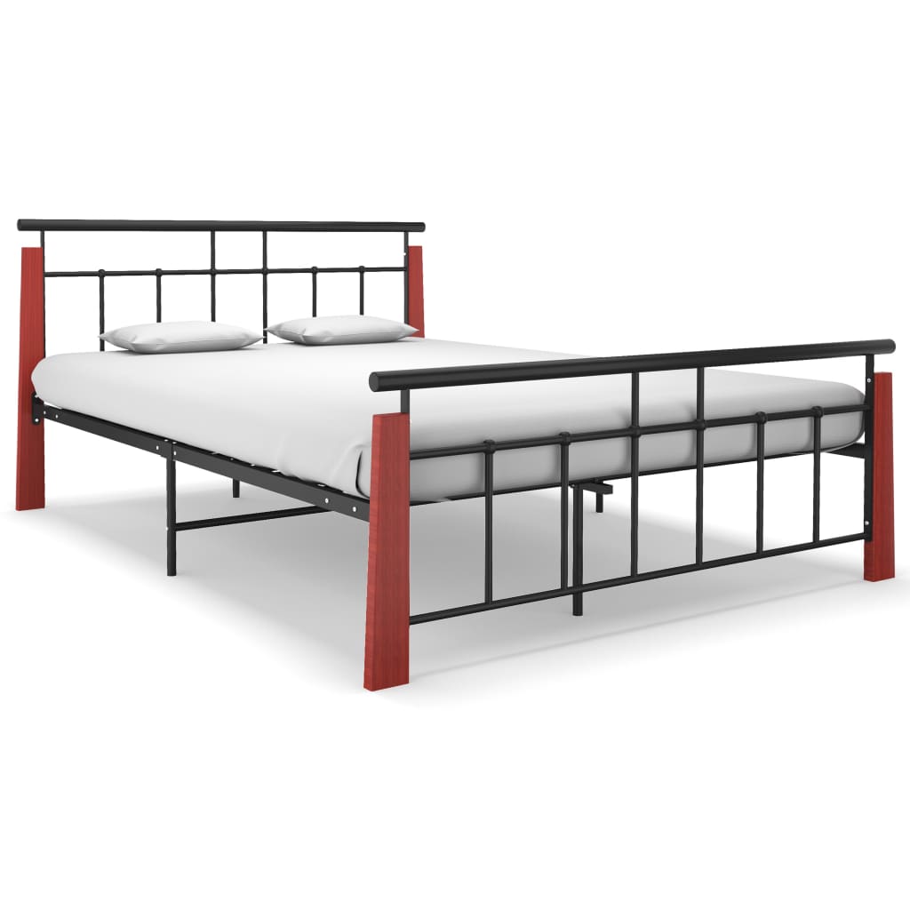 Cadre de lit sans matelas métal bois de chêne massif 140x200 cm - XIOS