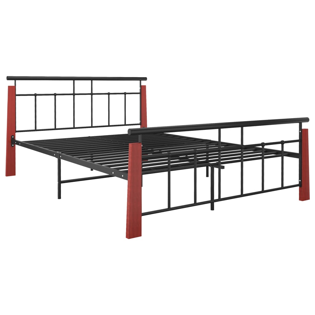Cadre de lit sans matelas métal bois de chêne massif 140x200 cm - XIOS