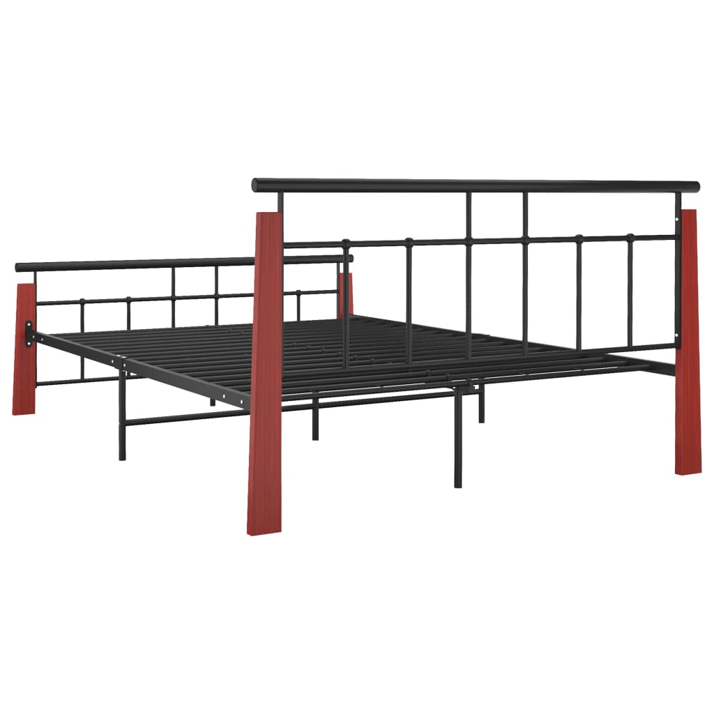 Cadre de lit sans matelas métal bois de chêne massif 140x200 cm - XIOS