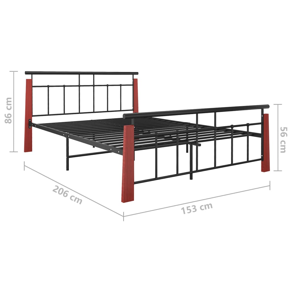 Cadre de lit sans matelas métal bois de chêne massif 140x200 cm - XIOS