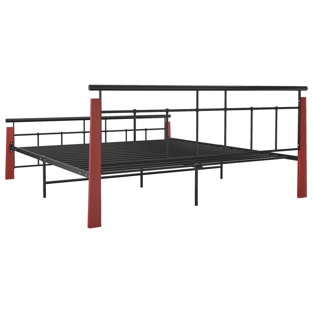 Cadre de lit sans matelas métal bois de chêne massif 180x200 cm - XIOS