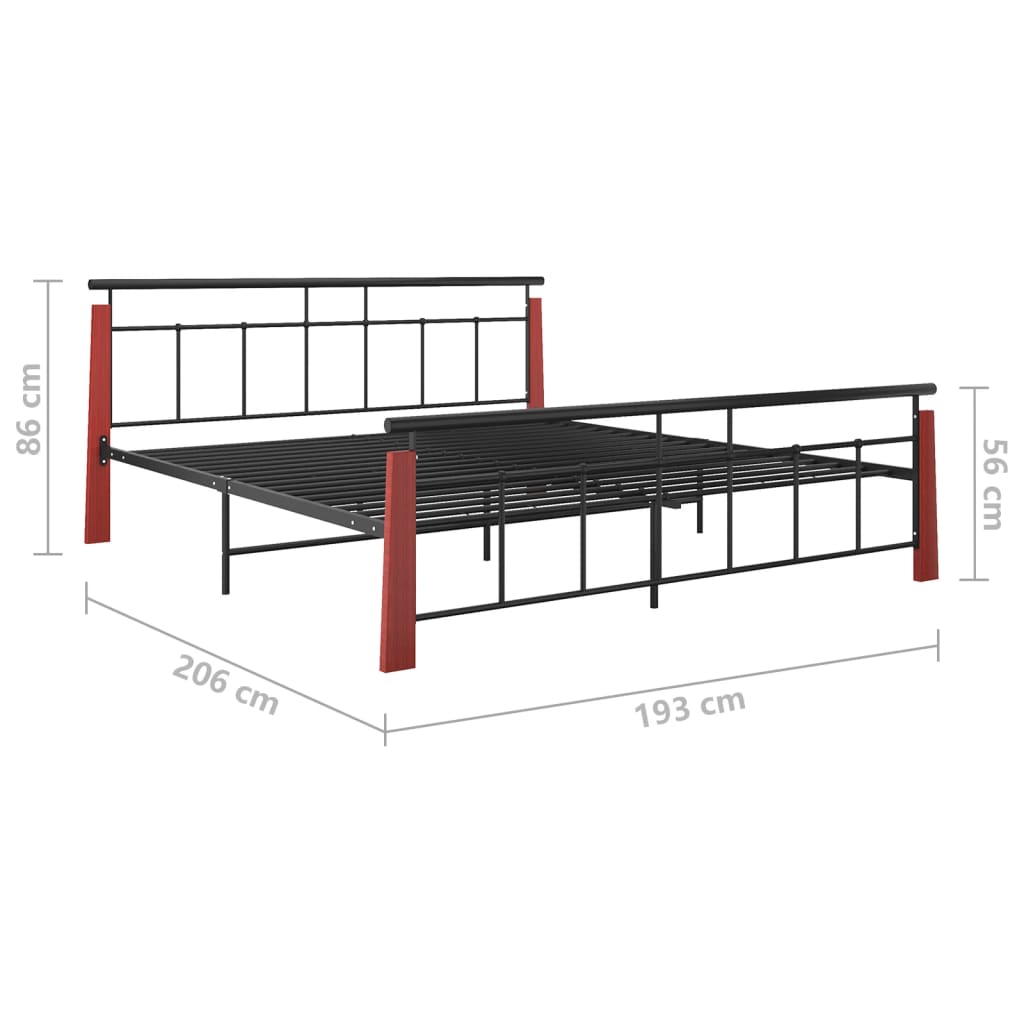 Cadre de lit sans matelas métal bois de chêne massif 180x200 cm - XIOS