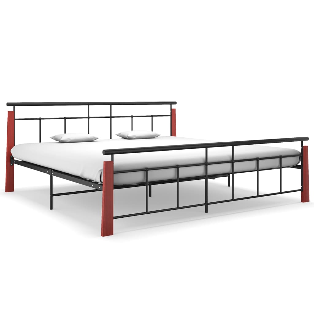 Cadre de lit sans matelas métal bois de chêne massif 200x200 cm - XIOS