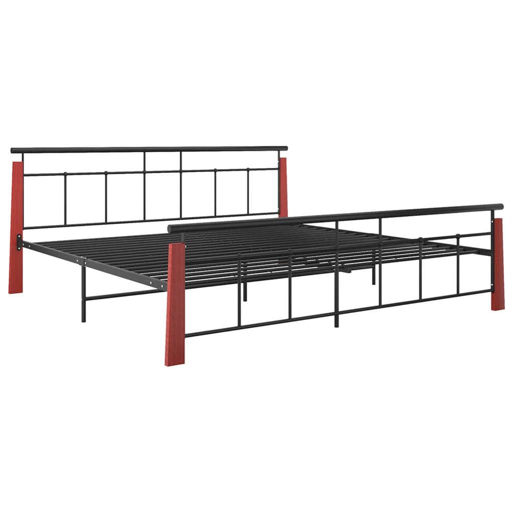 Cadre de lit sans matelas métal bois de chêne massif 200x200 cm - XIOS