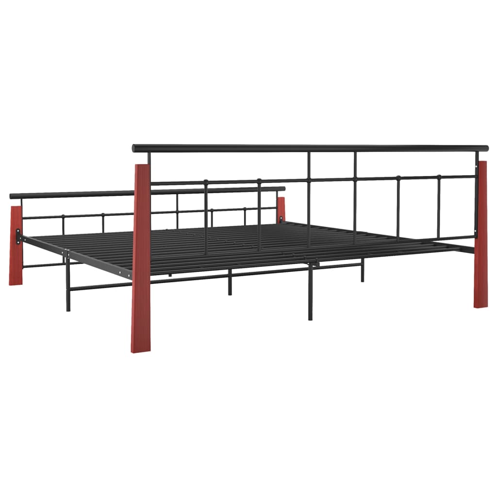 Cadre de lit sans matelas métal bois de chêne massif 200x200 cm - XIOS