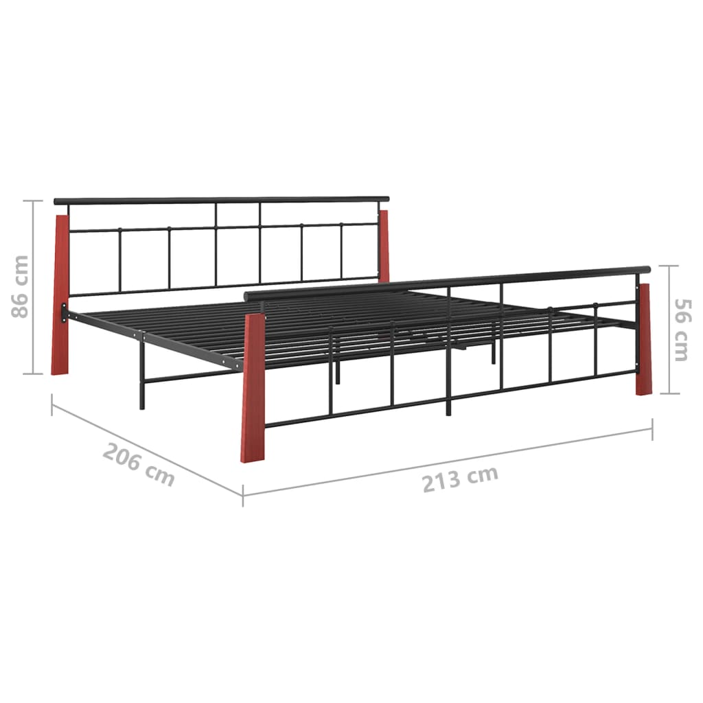 Cadre de lit sans matelas métal bois de chêne massif 200x200 cm - XIOS