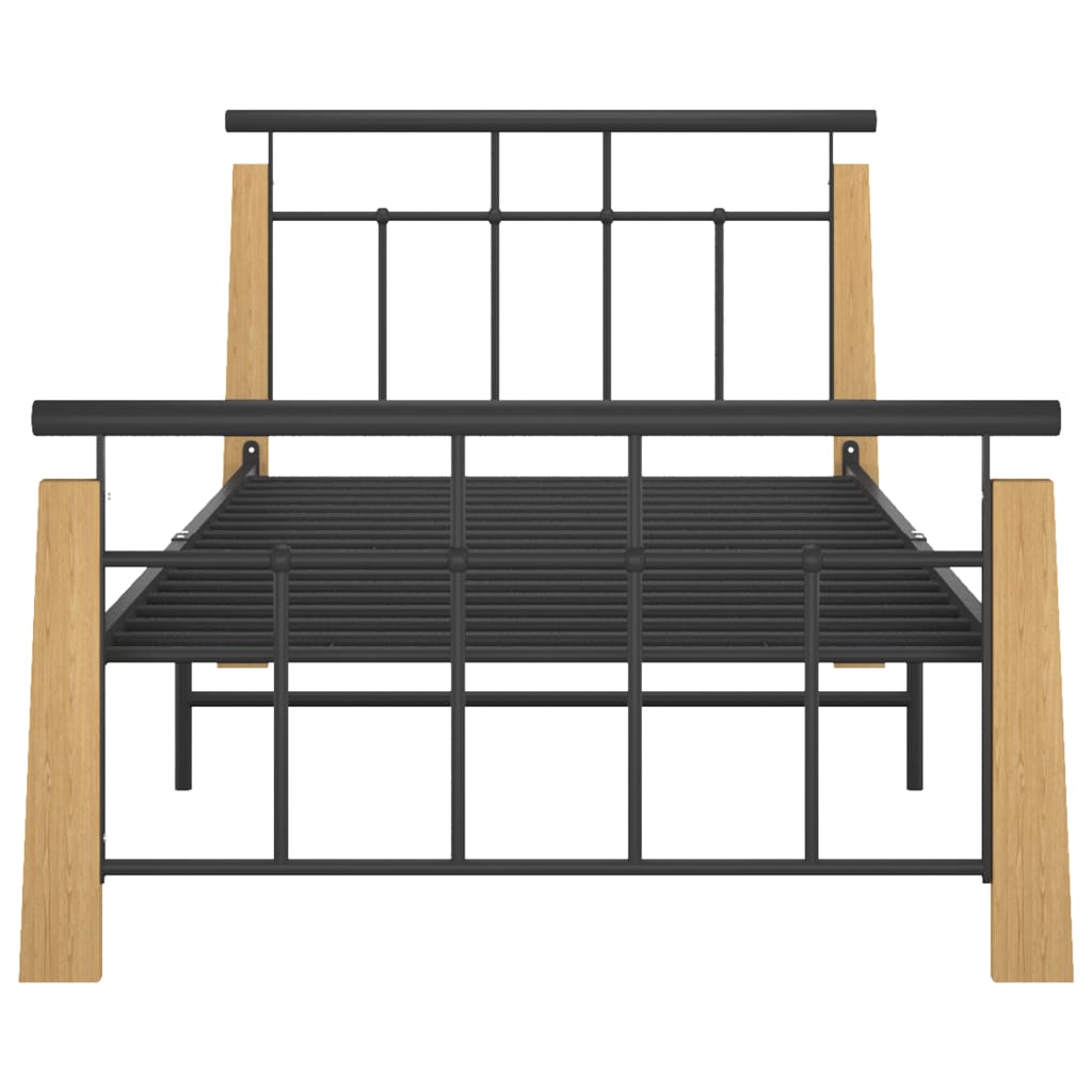 Cadre de lit sans matelas métal bois de chêne massif 90x200 cm - XIOS