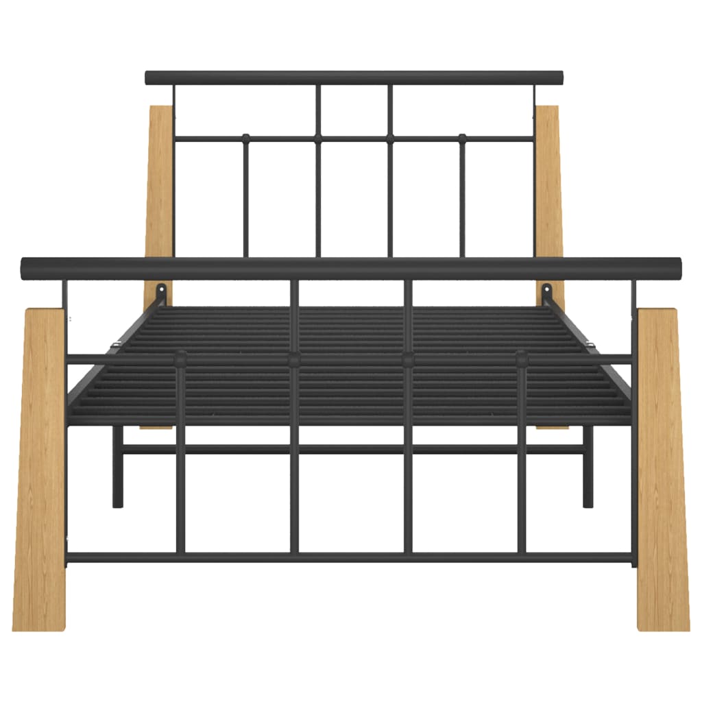 Cadre de lit sans matelas métal bois de chêne massif 100x200 cm - XIOS