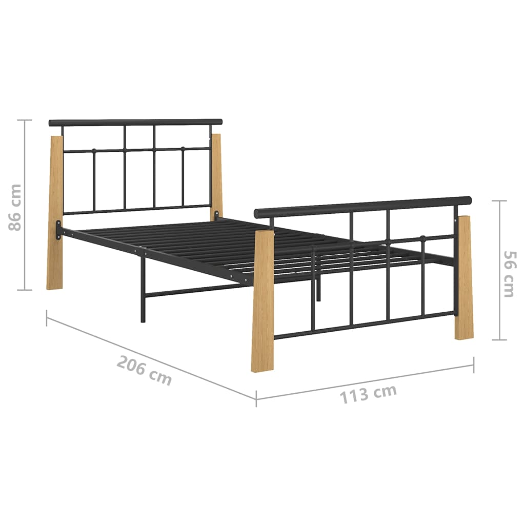 Cadre de lit sans matelas métal bois de chêne massif 100x200 cm - XIOS