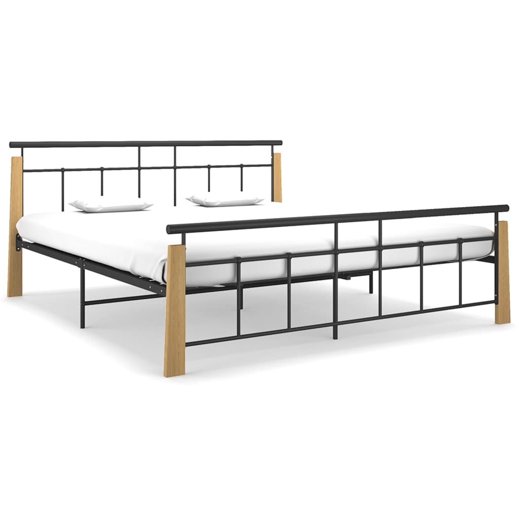 Cadre de lit sans matelas métal bois de chêne massif 180x200 cm - XIOS