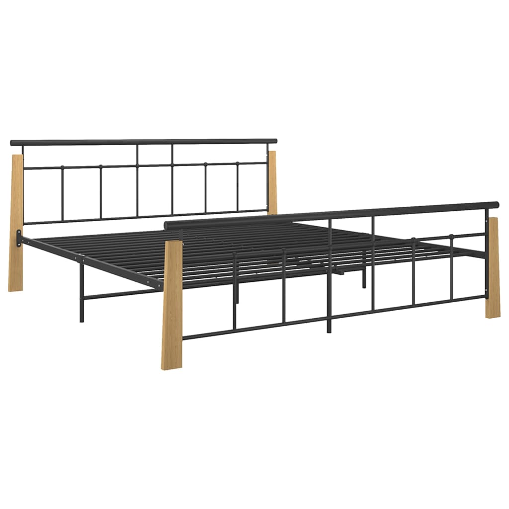 Cadre de lit sans matelas métal bois de chêne massif 180x200 cm - XIOS