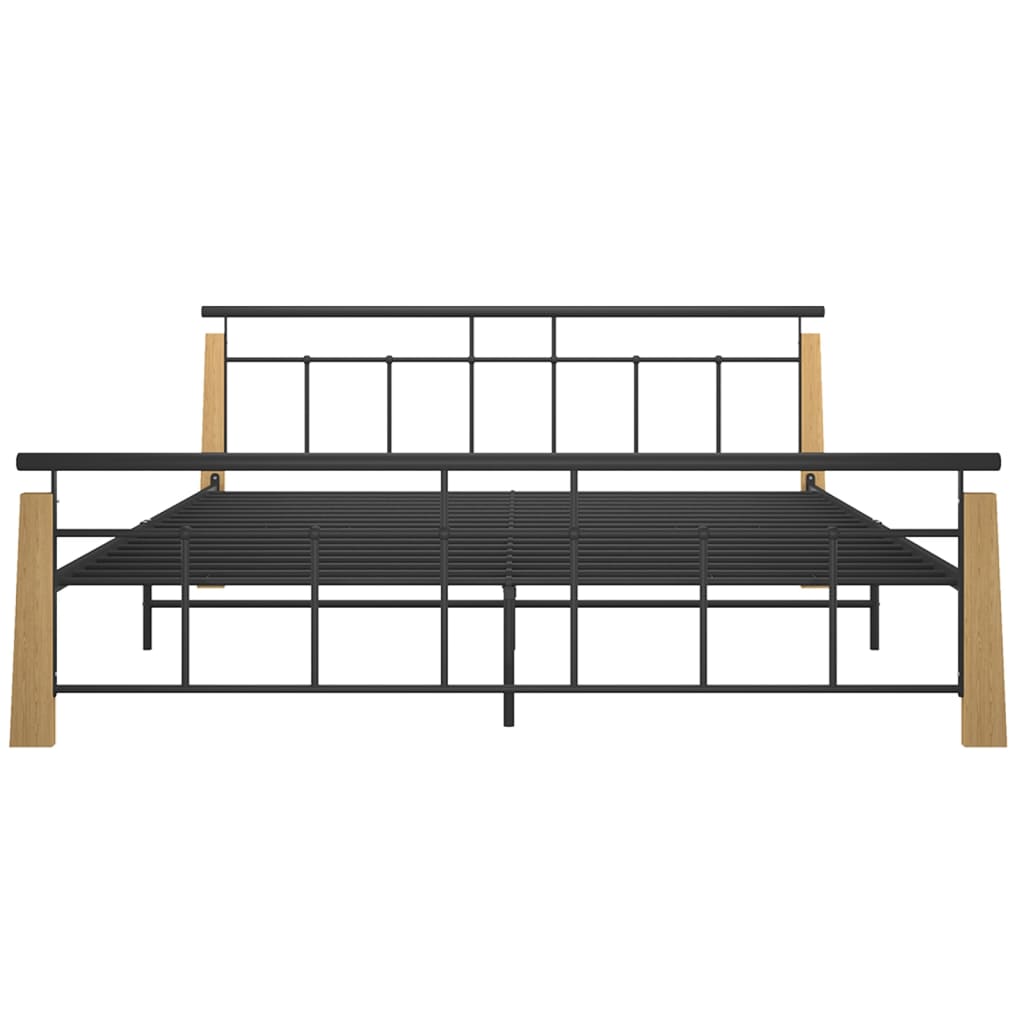 Cadre de lit sans matelas métal bois de chêne massif 180x200 cm - XIOS