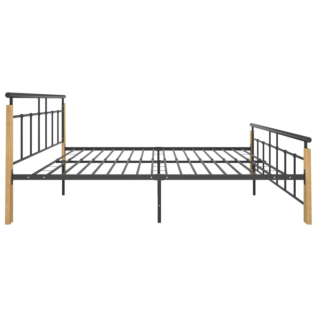 Cadre de lit sans matelas métal bois de chêne massif 180x200 cm - XIOS