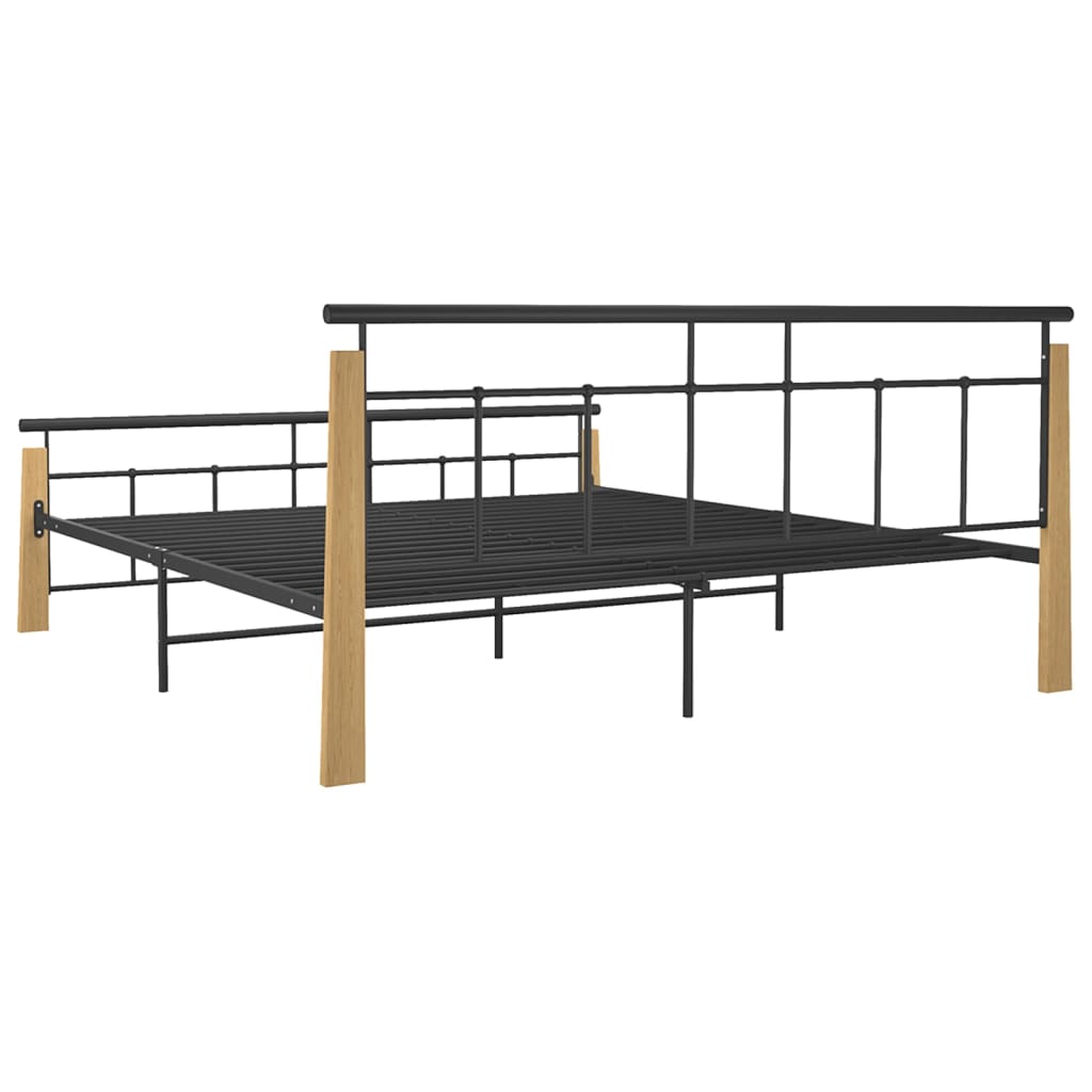 Cadre de lit sans matelas métal bois de chêne massif 180x200 cm - XIOS