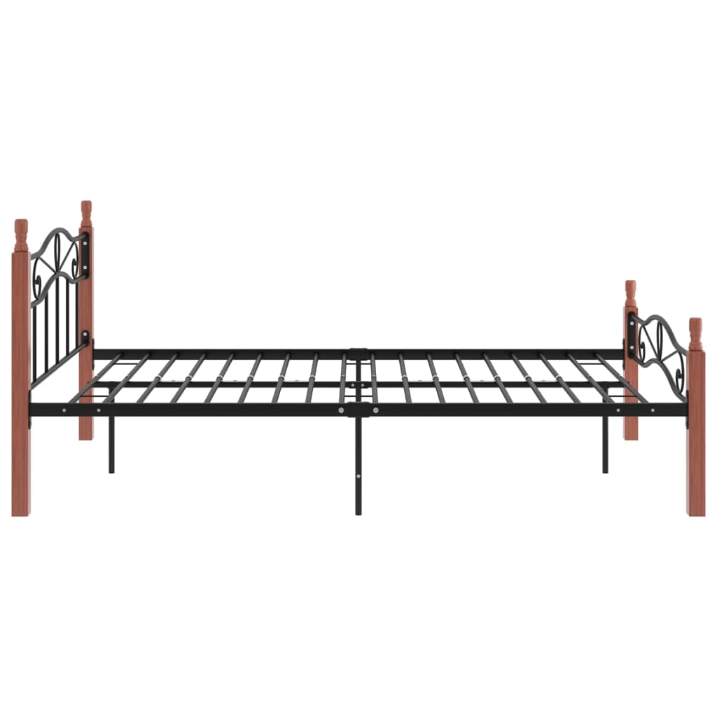 Cadre de lit sans matelas noir métal bois chêne 120x200 cm - XIOS