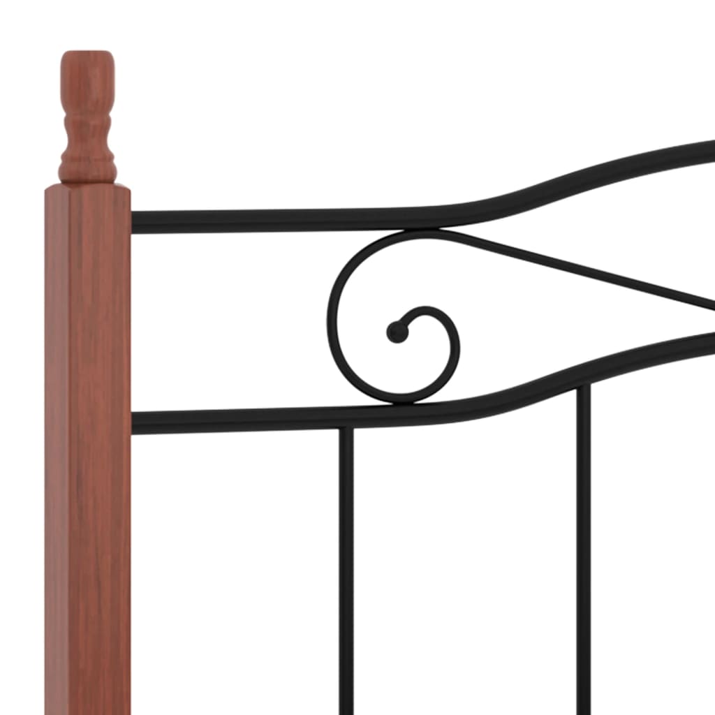 Cadre de lit sans matelas noir métal bois chêne 120x200 cm - XIOS