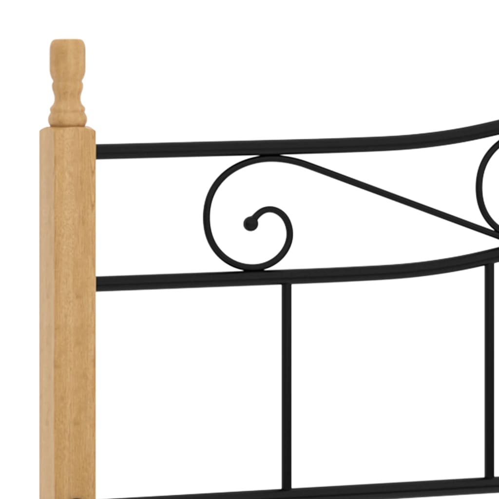 Cadre de lit sans matelas noir métal bois chêne 200x200 cm - XIOS