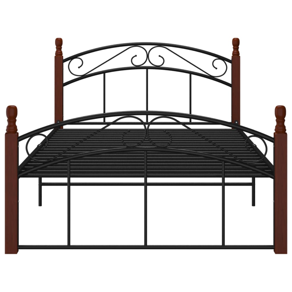 Cadre de lit sans matelas noir métal bois chêne 120x200 cm - XIOS