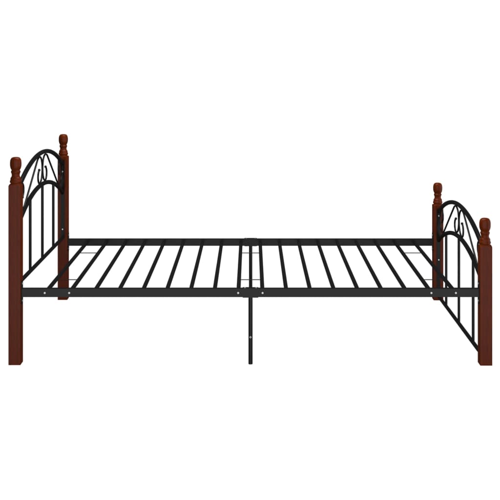 Cadre de lit sans matelas noir métal bois chêne 120x200 cm - XIOS