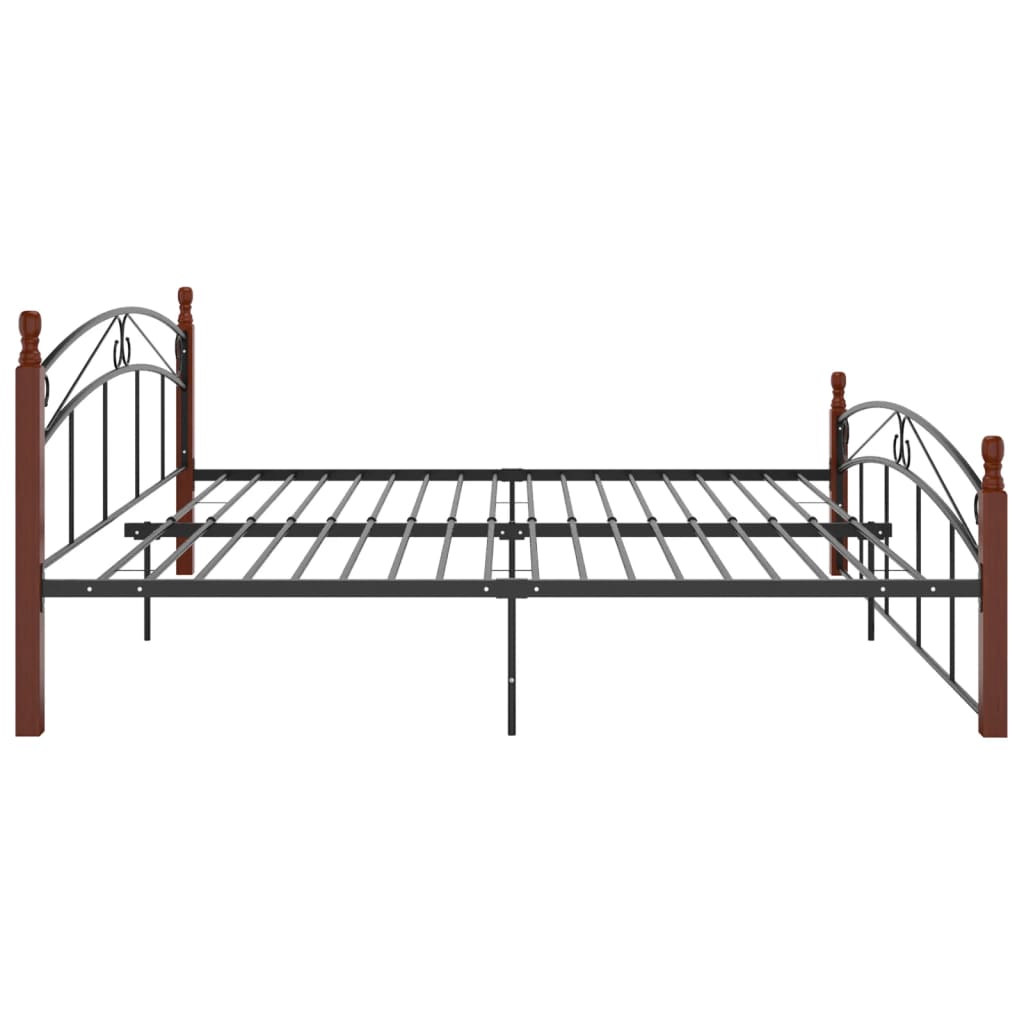 Cadre de lit sans matelas noir métal bois chêne 200x200 cm - XIOS