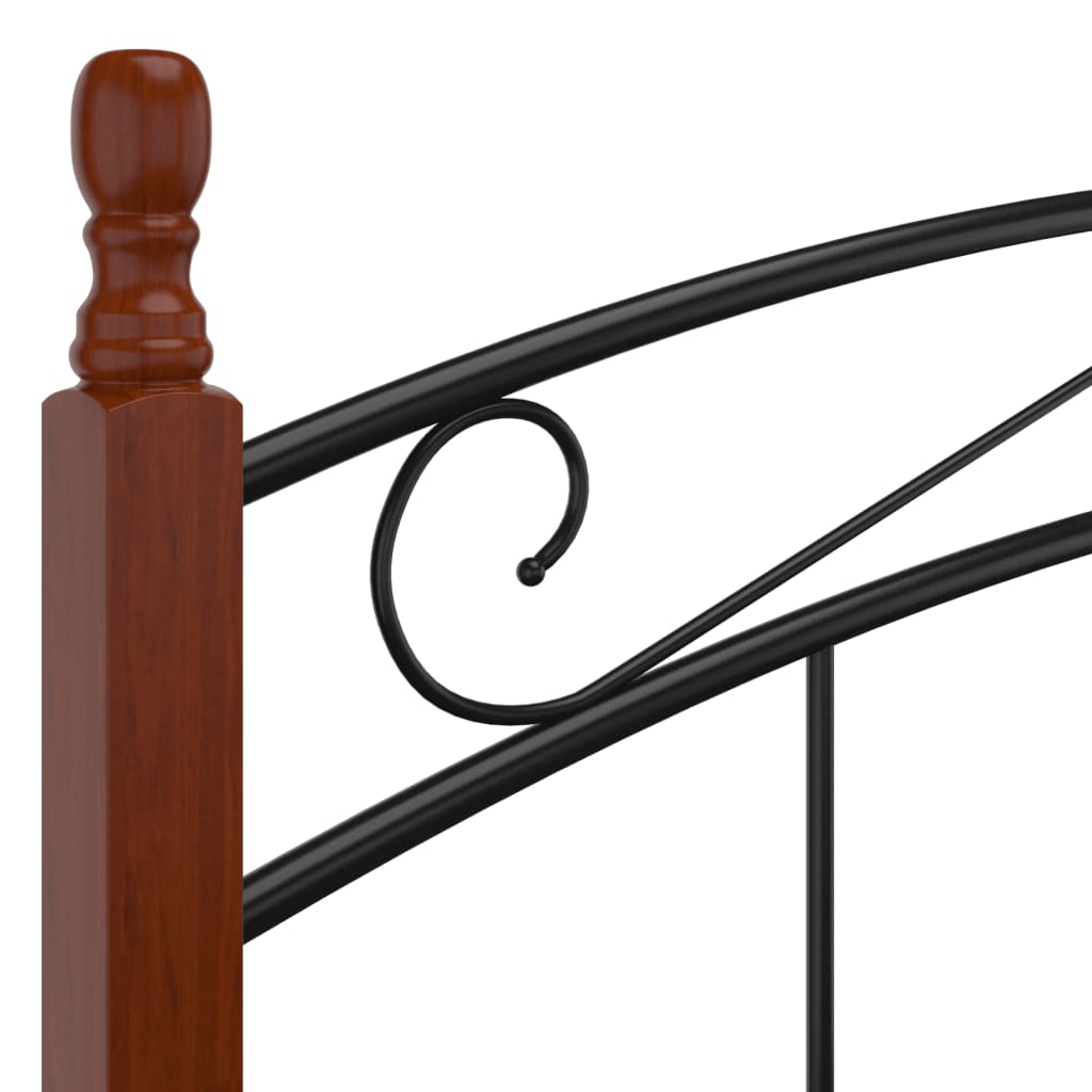Cadre de lit sans matelas noir métal bois chêne 200x200 cm - XIOS