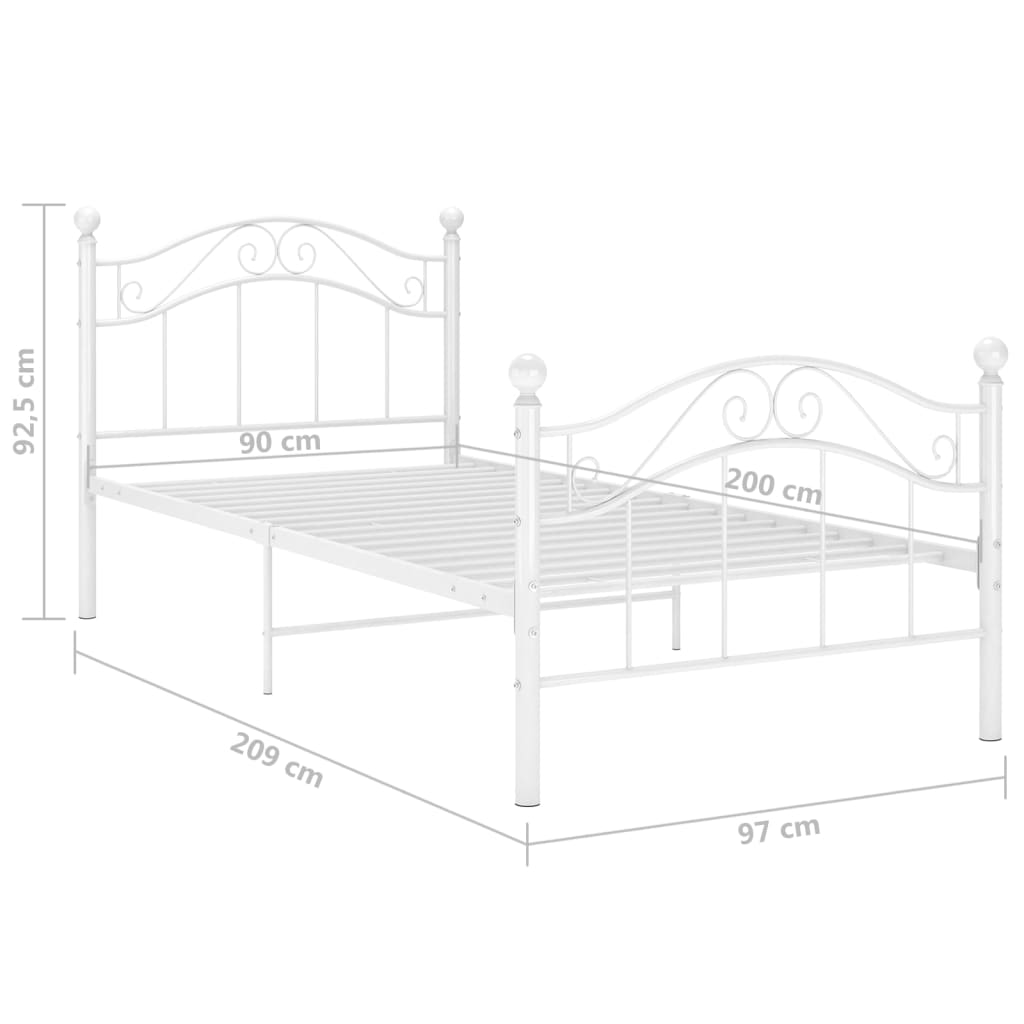Cadre de lit sans matelas blanc métal 90x200 cm - XIOS