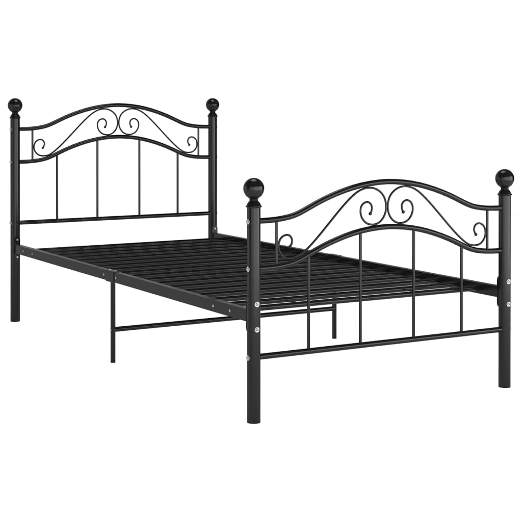 Cadre de lit sans matelas noir métal 100x200 cm - XIOS