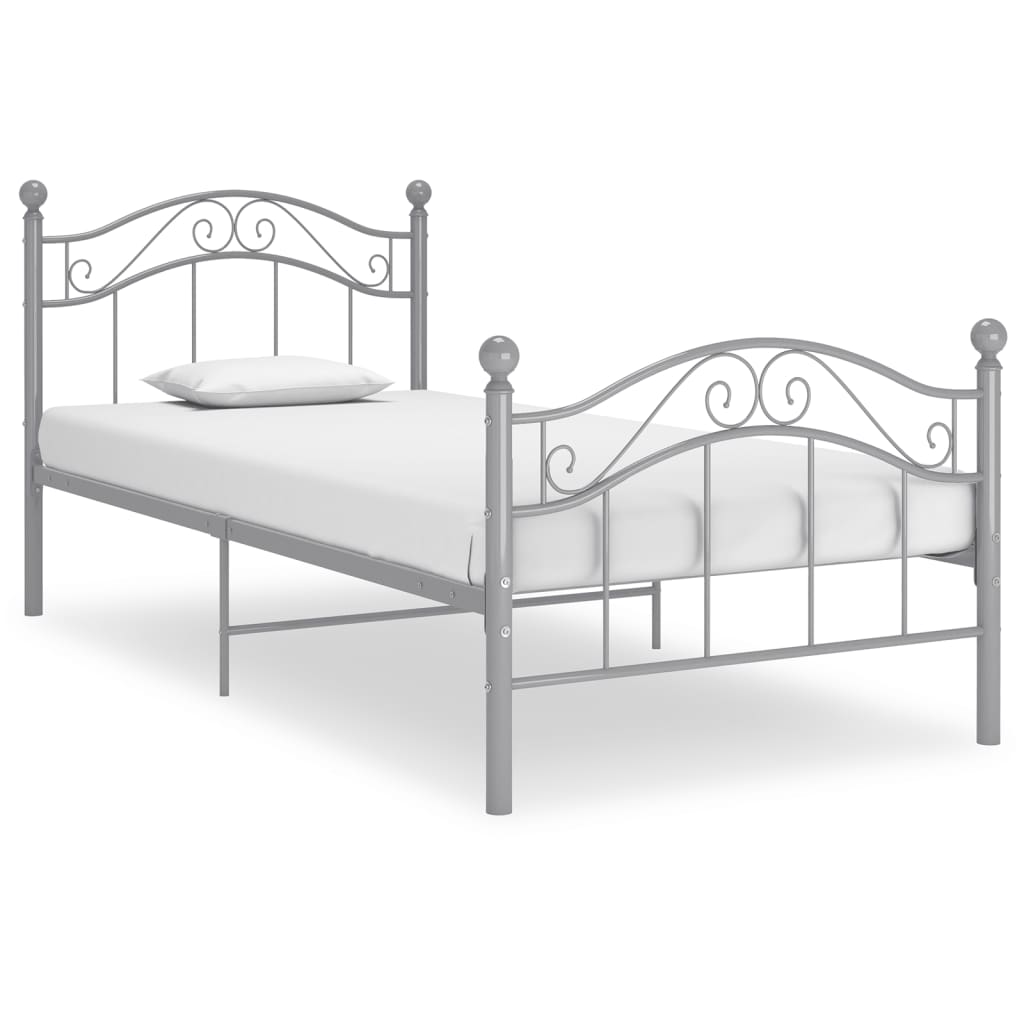Cadre de lit sans matelas gris métal 100x200 cm - XIOS