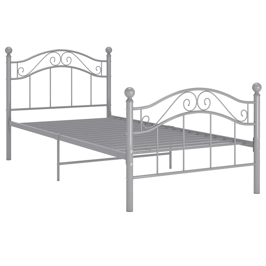 Cadre de lit sans matelas gris métal 100x200 cm - XIOS