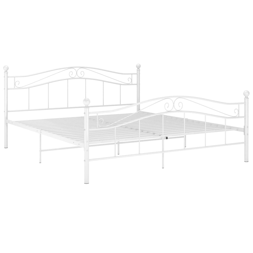 Cadre de lit sans matelas blanc métal 160x200 cm - XIOS