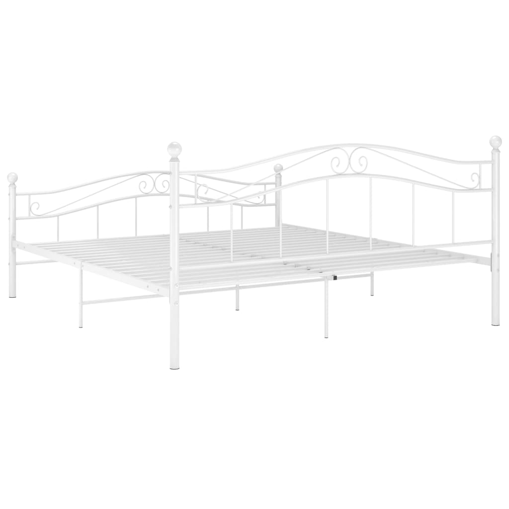 Cadre de lit sans matelas blanc métal 160x200 cm - XIOS