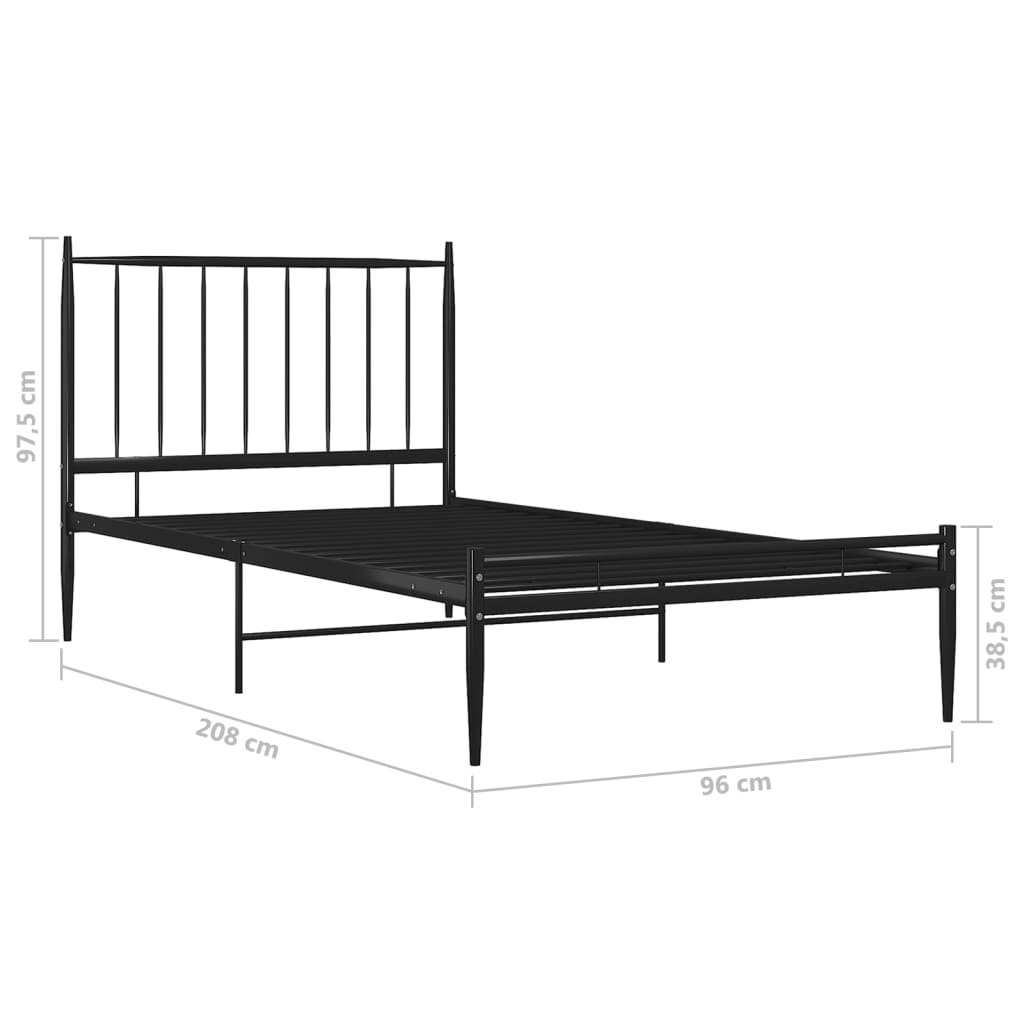 Cadre de lit sans matelas noir métal 90x200 cm - XIOS