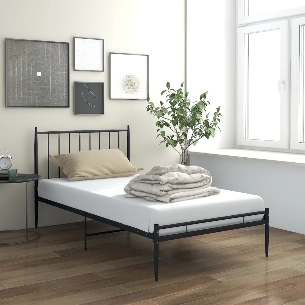 Cadre de lit sans matelas noir métal 90x200 cm - XIOS