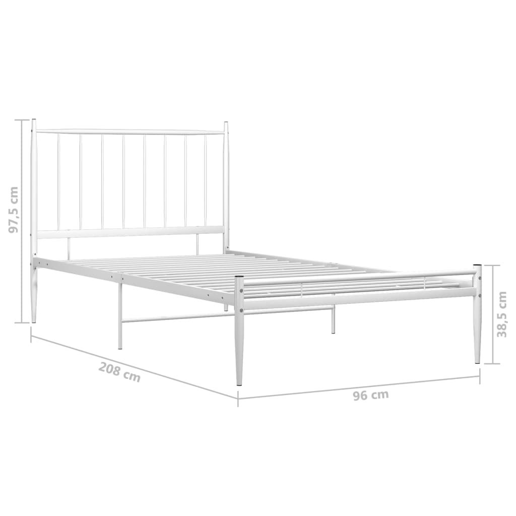 Cadre de lit sans matelas blanc métal 90x200 cm - XIOS