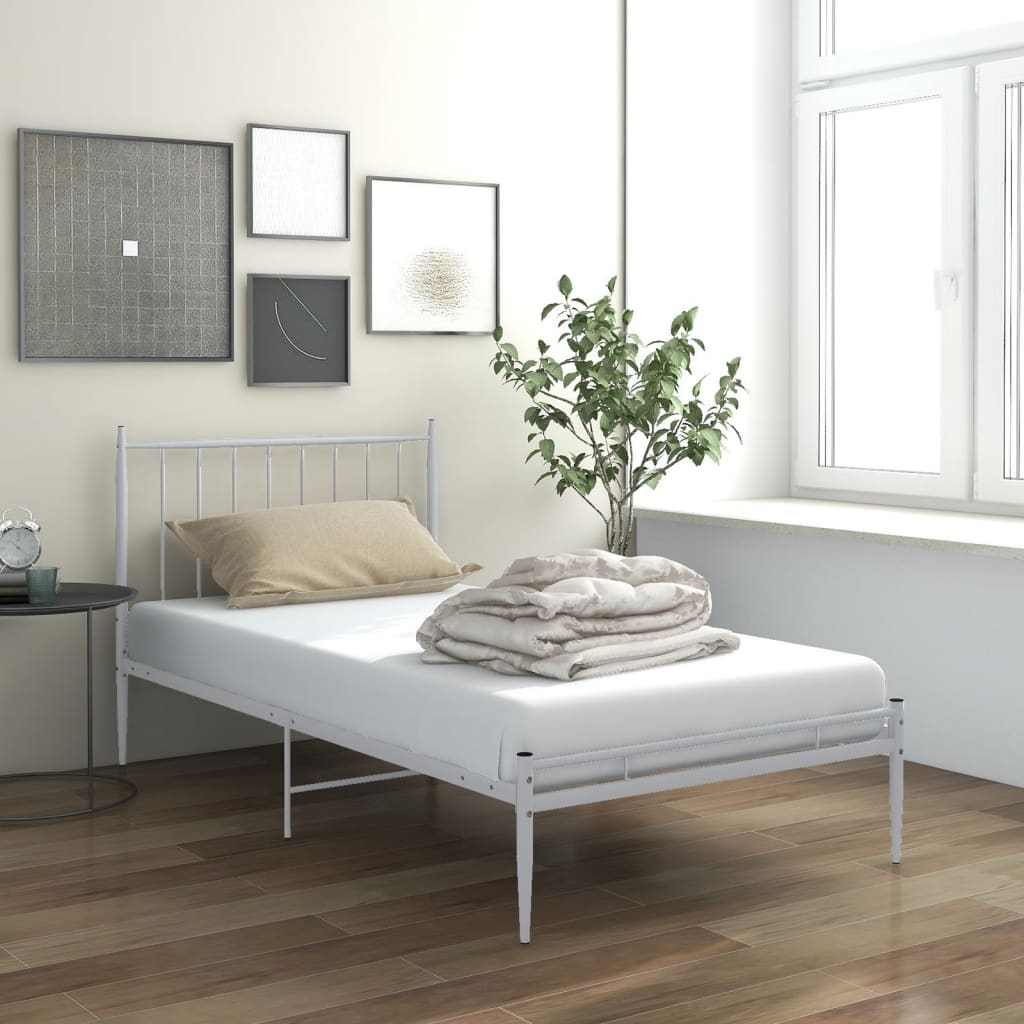 Cadre de lit sans matelas blanc métal 90x200 cm - XIOS