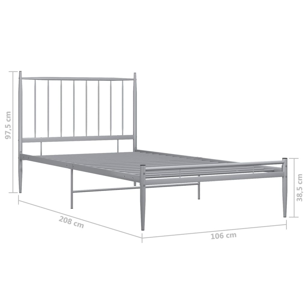 Cadre de lit sans matelas gris métal 100x200 cm - XIOS