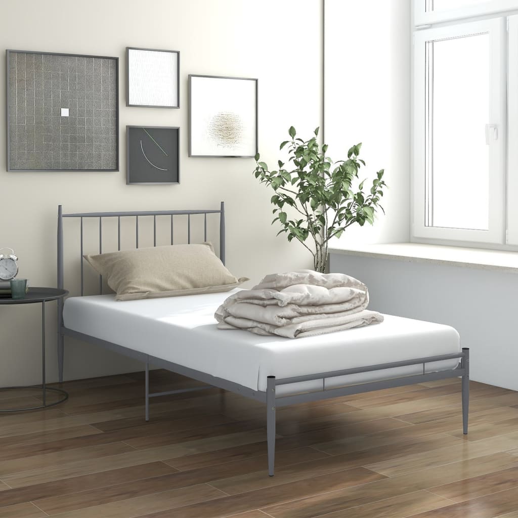 Cadre de lit sans matelas gris métal 100x200 cm - XIOS