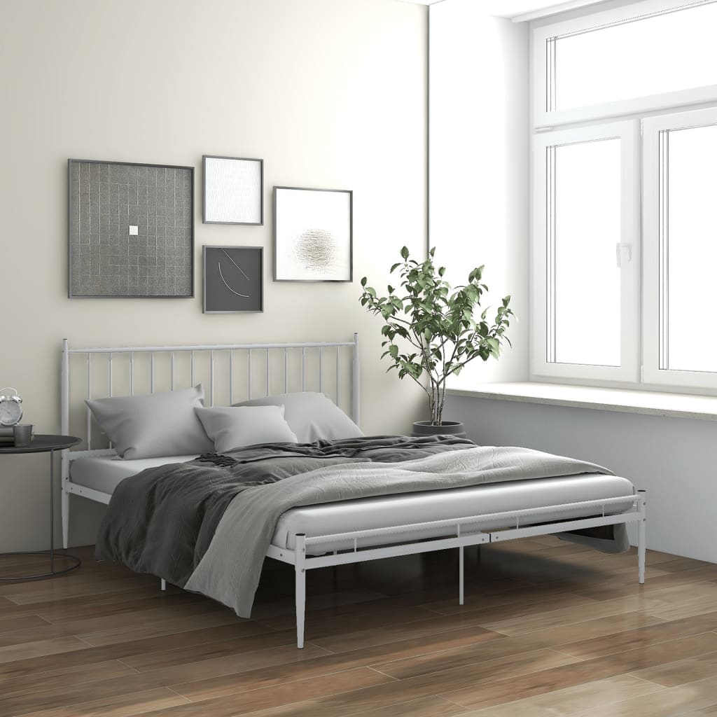 Cadre de lit sans matelas blanc métal 200x200 cm - XIOS