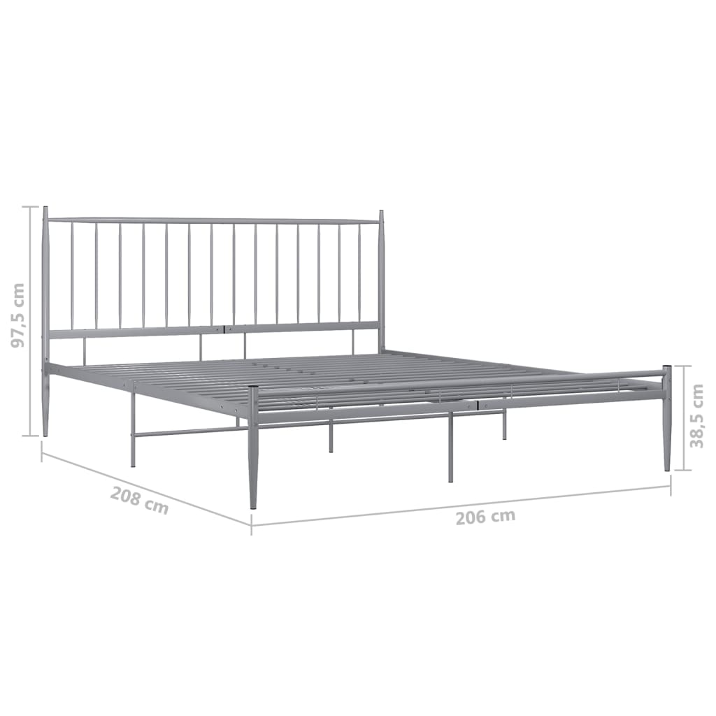 Cadre de lit sans matelas gris métal 200x200 cm - XIOS