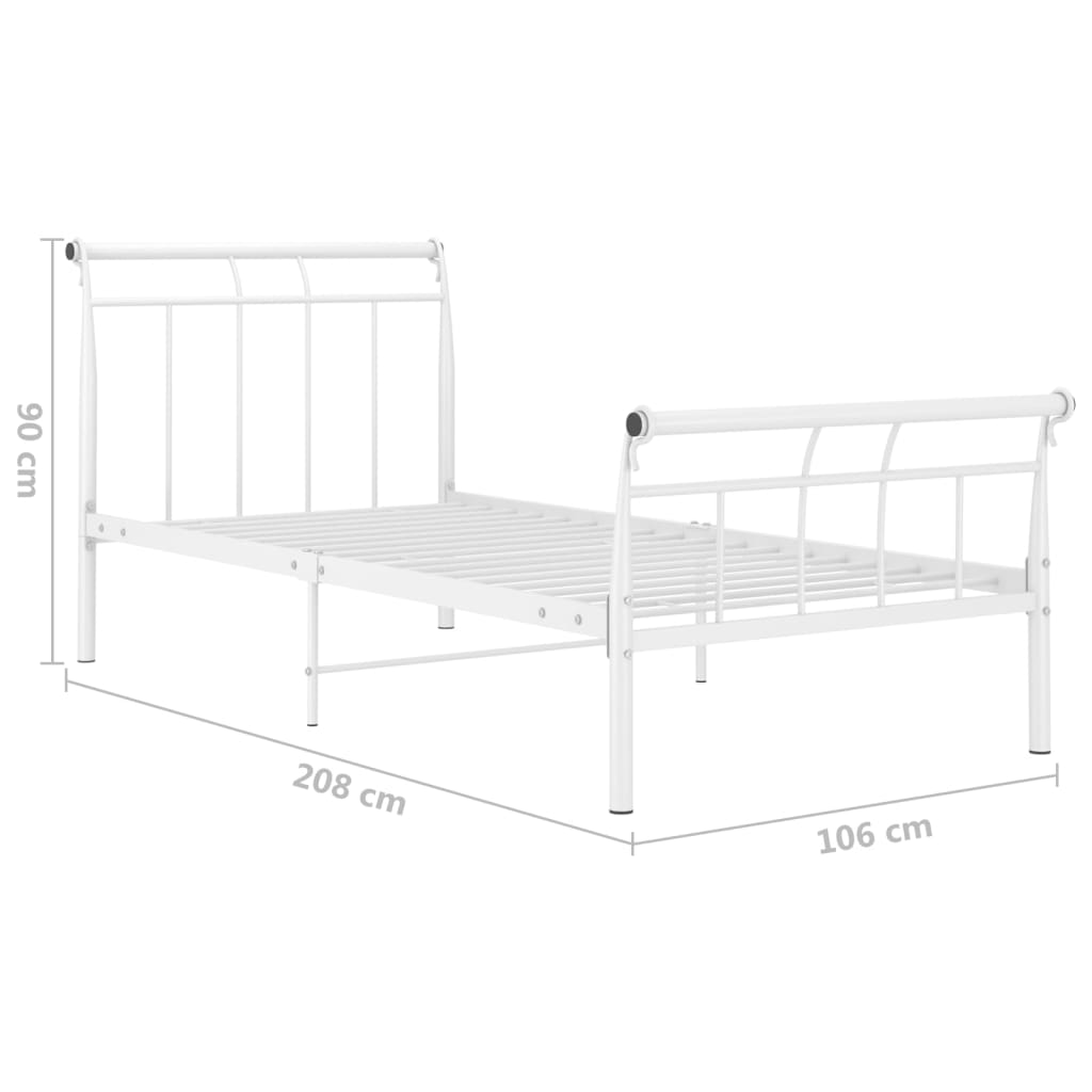 Cadre de lit sans matelas blanc métal 100x200 cm - XIOS