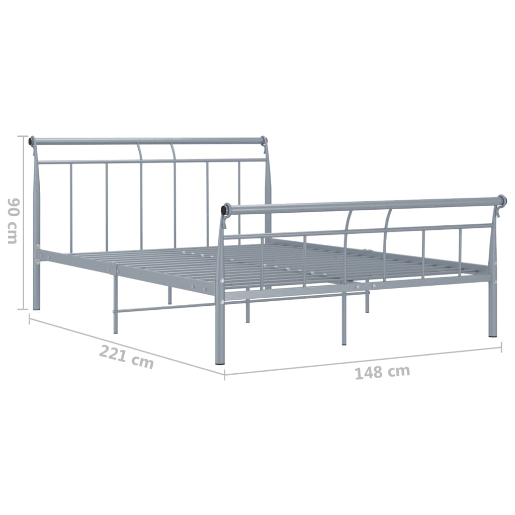Cadre de lit sans matelas gris métal 140x200 cm - XIOS