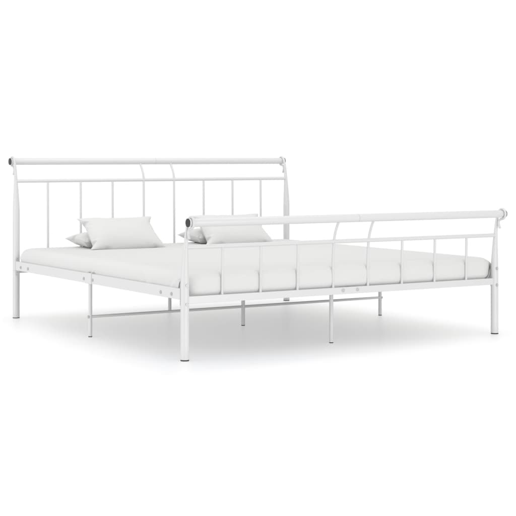 Cadre de lit sans matelas blanc métal 160x200 cm - XIOS