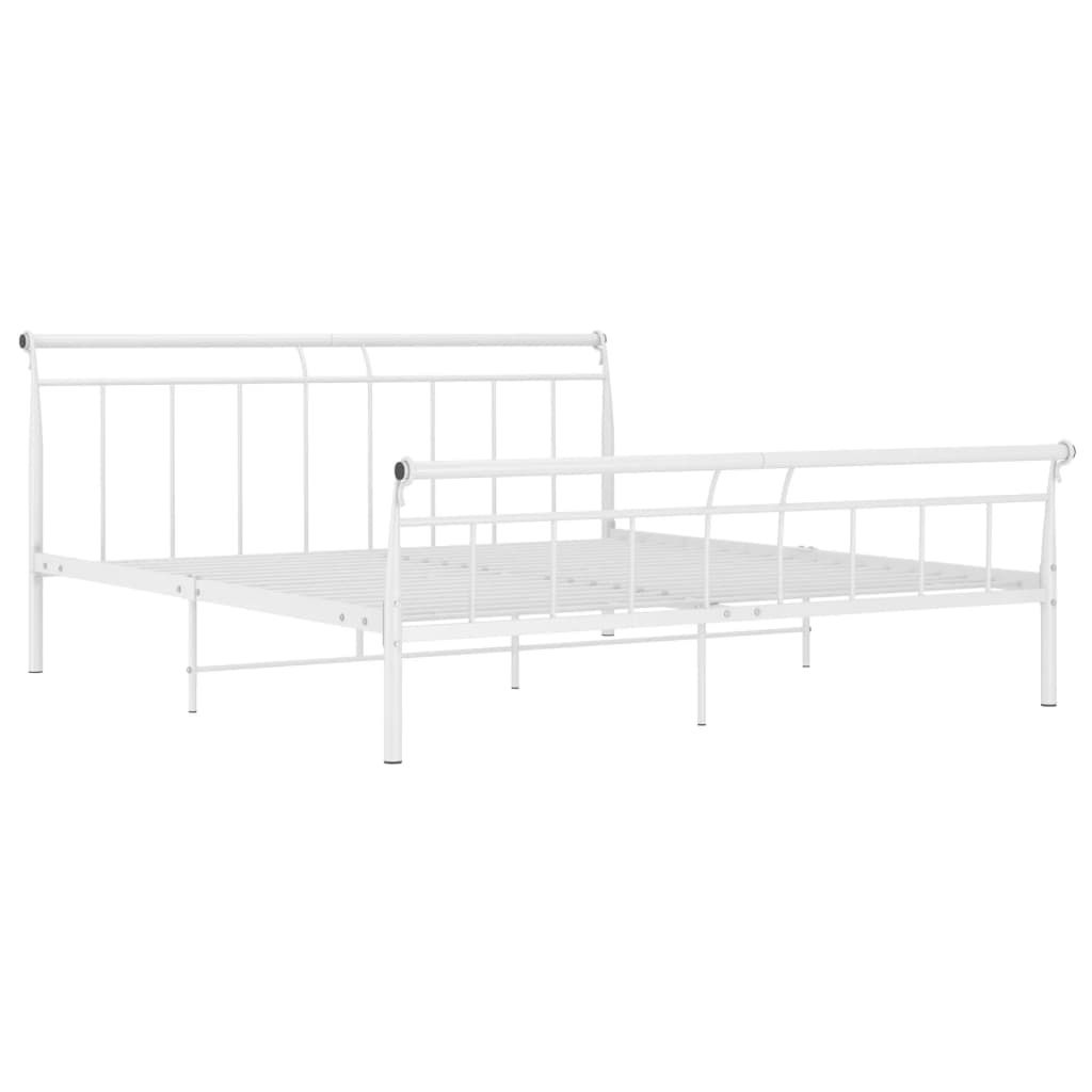 Cadre de lit sans matelas blanc métal 160x200 cm - XIOS