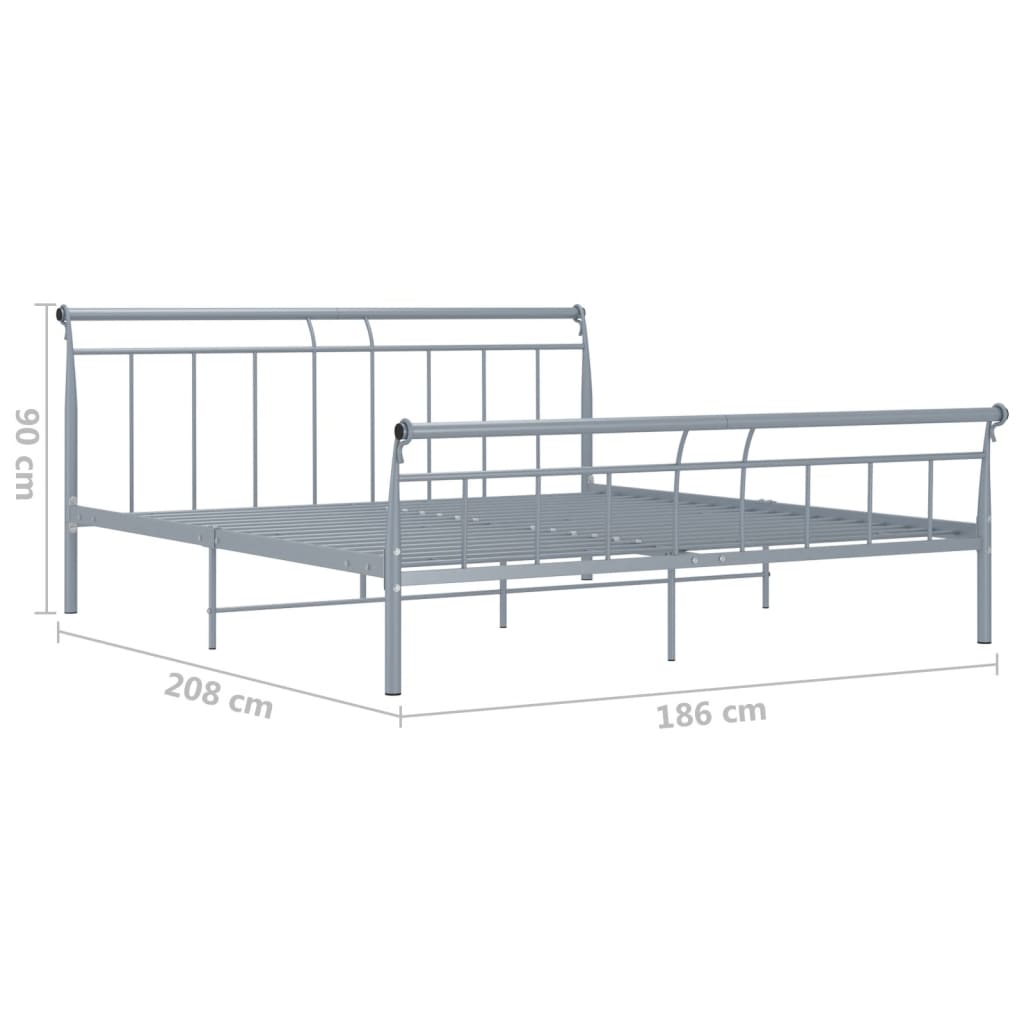 Cadre de lit sans matelas gris métal 180x200 cm - XIOS