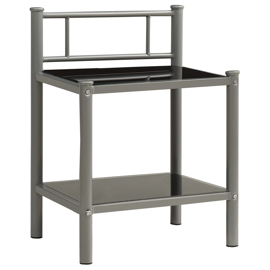 Tables de chevet 2 pcs Gris et noir Métal et verre - XIOS