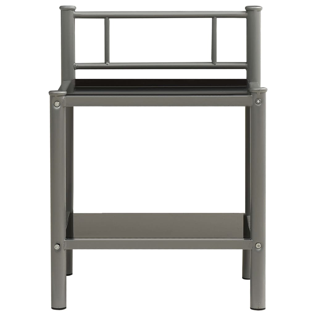 Tables de chevet 2 pcs Gris et noir Métal et verre - XIOS