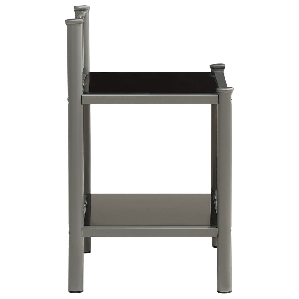 Tables de chevet 2 pcs Gris et noir Métal et verre - XIOS